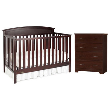 Home Square 2-Piece Set with 4-in-1 Crib & 4 Drawer Chest