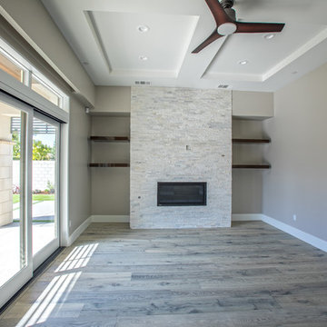 Prairie-Inspired Living Room with Stone Fireplace
