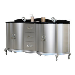 Macral Venezia 68 and 1/2 inches double sink console. Silver. - Bathroom Vanities And Sink Consoles
