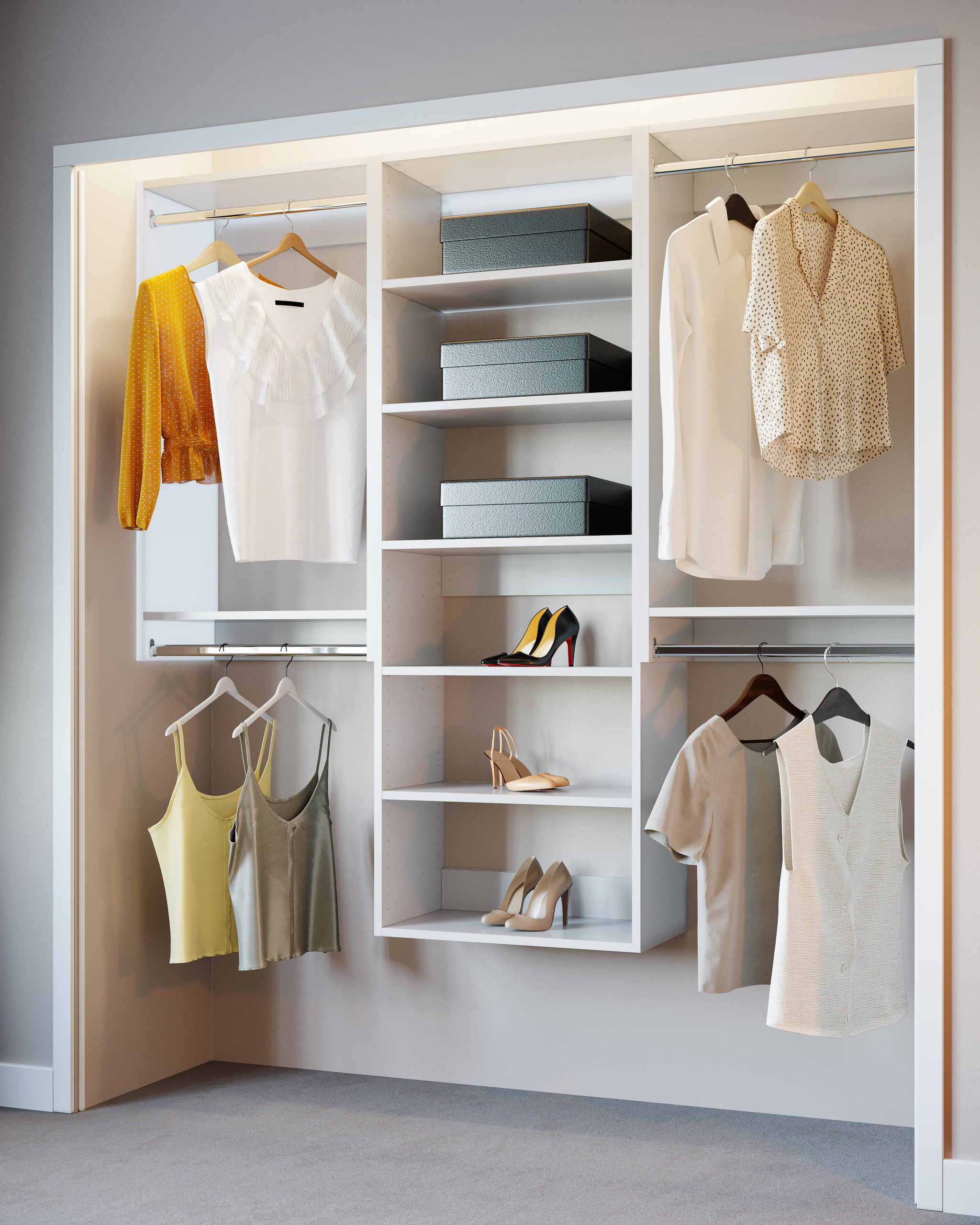 Modular Closet System Double Hanging Closet Organizer and Shelving 66