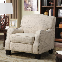 Coaster 900560 Cream with Grey Print Fabric Accent Chair - Living Room Furniture