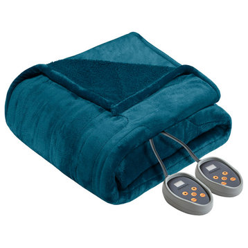 Beautyrest Heated Microlight to Berber Blanket, Teal