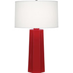 Robert Abbey - Robert Abbey Mason TL Mason 26" Column Table Lamp - Ruby Red - Features Constructed from ceramic Includes a linen shade Includes an energy efficient Medium (E26) base LED bulb 3 Way switch Made in America UL rated for dry locations Dimensions Height: 26" Width: 16-1/4" Product Weight: 9 lbs Shade Height: 9-1/2" Shade Top Diameter: 15.5" Shade Bottom Diameter: 16.25" Electrical Specifications Max Wattage: 150 watts Number of Bulbs: 1 Max Watts Per Bulb: 150 watts Bulb Base: Medium (E26) Voltage: 110 volts Bulb Included: Yes
