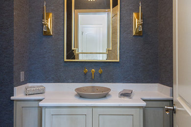 Example of a transitional powder room design in Kansas City