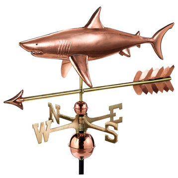 Shark With Arrow Weathervane, Pure Copper