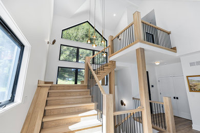 Example of an arts and crafts staircase design in Other