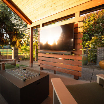 Privacy Screen with Mounted TV