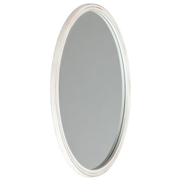White 30" Round Carved Frame Mirror