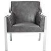 Sunpan Club Collection Hyde Armchair, Gray Leather