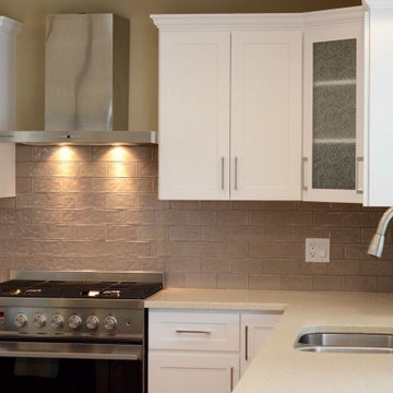 Cabinet Refacing Done in Maple With a Satin White Finish