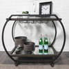 Chriselle Black Metal w/ Two-Tiered Mirrored Shelves Bar Cart