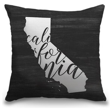 "Home State Typography - California" Outdoor Pillow 18"x18"