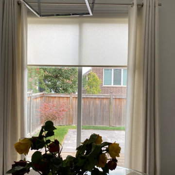 Roller Blinds Combined with Drapery Oakville