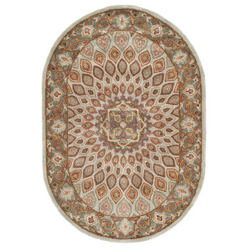 Safavieh Heritage Collection HG914 Rug, Blue/Grey, 4'6" X 6'6" Oval