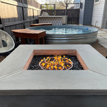 Custom outdoor kitchen and fire pit