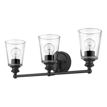 Ceil 3-Light Matte Black Vanity, IN41402BK