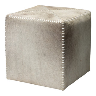 Small Grey Hide Ottoman - Stylish Footstool | Houzz