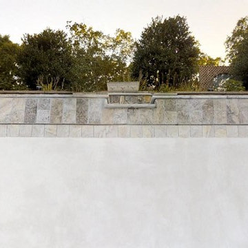 Silver Travertine Pool Coping, Tile and Spa Remodel