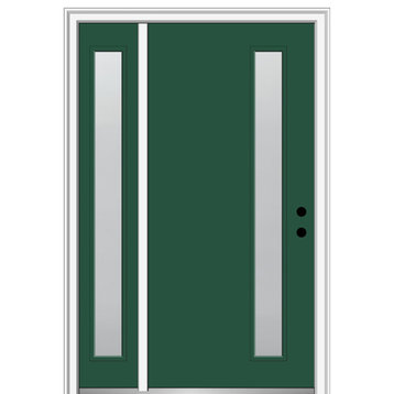 51"x81.75" 1-Lite Frosted Left-Hand Inswing Fiberglass Door With Sidelite