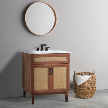 30" Modern Farmhouse 2-Shelf Bath Vanity Cabinet Only(Sink Basin not Included)