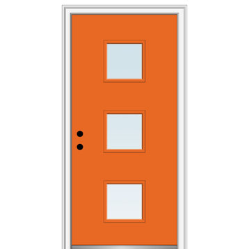 30 in.x80 in. 3 Lite Clear Right-Hand Inswing Painted Fiberglass Smooth Door