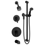 Symmons Industries - Symmons Dia Shower Trim Kit, 2-Handles Tub Spout Single Spray, Matte Black - Balancing sleek forms and simple lines, the Dia 1-Handle Wall-Mounted Tub and Shower Trim with Hand Shower boasts a modern sophistication that is a natural completer element to contemporary bathroom designs. All of Symmons' products are designed with the customer in mind; the proof is in the details. Plated in a scratch-resistant matte black finish over solid metal, this shower trim has the durability to add contemporary styling to your bathroom for a lifetime. With an ADA compliant single lever handle design, the solid brass valve cover plate features hot and cold indicators to ensure custom temperature setting with ease of use for everyone. At an eco-friendly low flow rate of 1.5 gallons per minute, the single mode showerhead is WaterSense certified so that you can conserve water without sacrificing performance, which will, in turn, save you money on your water bill. This model includes everything you need for quick installation. You'll easily be able to update your bathroom without having to replace your valve. With features that are crafted to last and a style that is designed to please, Symmons' Dia 1-Handle Wall-Mounted Tub and Shower Trim with Hand Shower is a seamless addition to your bathroom for a lifetime backed by our technical support team and limited lifetime warranty.