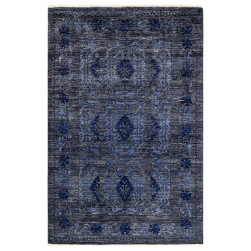 Eclectic, One-of-a-Kind Hand-Knotted Area Rug Gray, 4' 1 x 6' 4