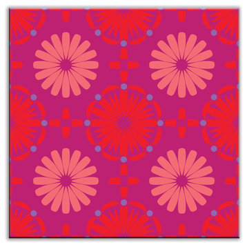 4.25"x4.25" Folksy Love Satin Decorative Tile, Kaleidoscope Red-Purple-Pink