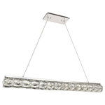 Elegant Lighting - Valetta Integrated LED Chip Light Chandelier in Chrome & Clear Royal Cut Crystal - Valetta hanging fixtures dress up a living room  dining room  or bedroom without overwhelming the surrounding d�cor. This collection features an octagonal tube-shaped stainless-steel frame that�s covered almost entirely with shining rectangular royal-cut clear crystals. Faceted crystal octagonal crystals cover both ends as a charming finishing touch. A rectangular mounting plate is connected to the frame by slender cables that keep everything secure. A sleek chrome finish completes this modern look. Available in three different lengths.&nbsp