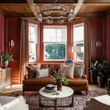 Moody Parlor in Deep Clay Color Palette Warm Cozy Sophisticated