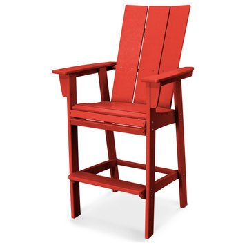 POLYWOOD Modern Adirondack Bar Chair, Sunset Red