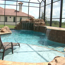 Indoor Freeform Pool and Stone Waterfall Spa - Aboveground Swimming Pools