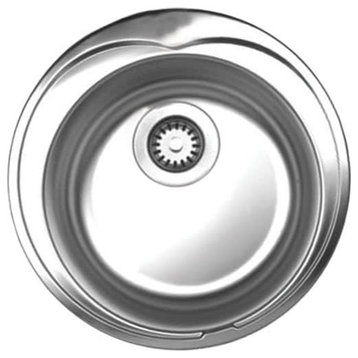 Whitehaus WHNDA16 Large Round Bowl Drop-In Sink - Brushed Stainless Steel