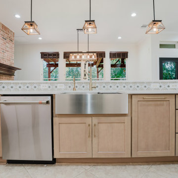 Symmetrical Island Workstation with Stainless Sink After Remodel