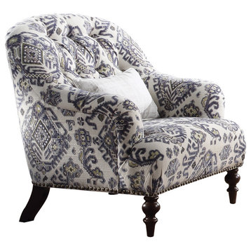 Acme Saira Stationary Down Feather Arm Chair, Pattern Fabric