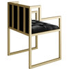 Bradley Modern Gold Metal Contemporary Chair, Black Velvet Seat