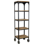 Matthew Izzo Home - Matthew Izzo Urban Bookcase - Get down to business with our Urban Bookshelf. Part industrial and part rustic, the effortless style blends style and function. Made of solid teak wood on a gun metal frame, the bookshelf rolls on casters for easy transport and versatility.