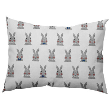 Bunny Fluffle Easter Decorative Lumbar Pillow, Dark Cobalt Blue, 14x20"