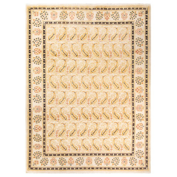 Eclectic, One-of-a-Kind Hand-Knotted Area Rug Ivory, 9'2"x12'4"