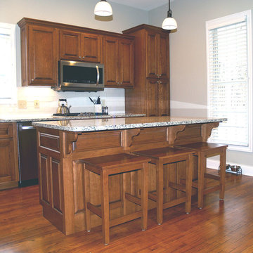 Cherry Raised Panel Kitchen Cabinets & Island