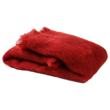 Vibrant Red Mohair Throw