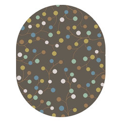 Athena Gray /Multicolor Oval Rug - Area Rugs