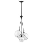 Hinkley - Hinkley 30304BLK-WH Skye - 3 Light Pendant Modern, Bohemian Style - 18.25 Inc - Mesmerizingly asymmetrical with a mid-century modeSkye 3 Light Pendant Black Cased Opal Gla *UL Approved: YES Energy Star Qualified: n/a ADA Certified: n/a  *Number of Lights: 3-*Wattage:100w Incandescent bulb(s) *Bulb Included:No *Bulb Type:Incandescent *Finish Type:Black
