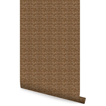 Wicker Weave Look Peel and Stick Vinyl Wallpaper, Brown, 24"x108"