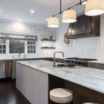 Beautiful Bleached Walnut Kitchen with a 16' Island