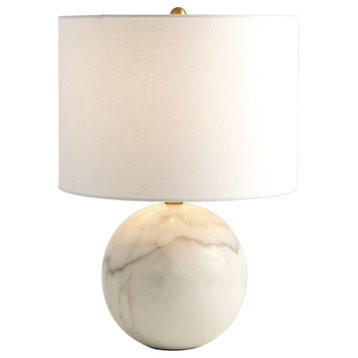 Classic Traditional Marble Sphere Table Lamp White Gold Round Ball Minimalist