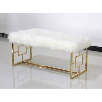 White and Gold Stainless Steel Bench
