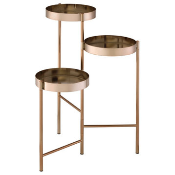 Plant Stand With 3 Tier Design And Folding Metal Frame, Gold