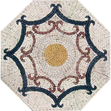 Octagon Marble Mosaic, Yumn, 16"x16"