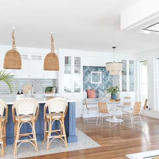 75 Beautiful Beach Style Kitchen With Green Backsplash Pictures